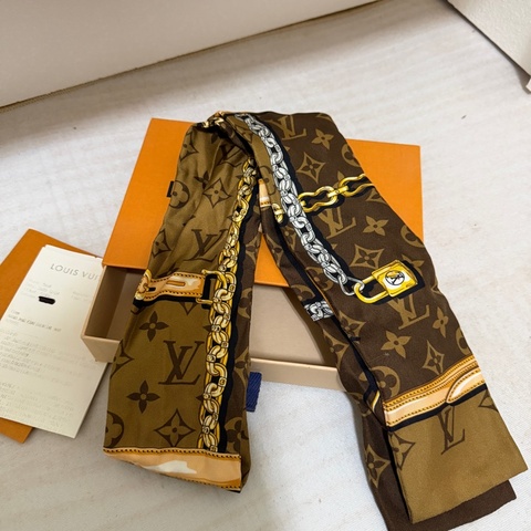 Louis Vuitton Monogram Confidential Bandeau棕色老花絲巾