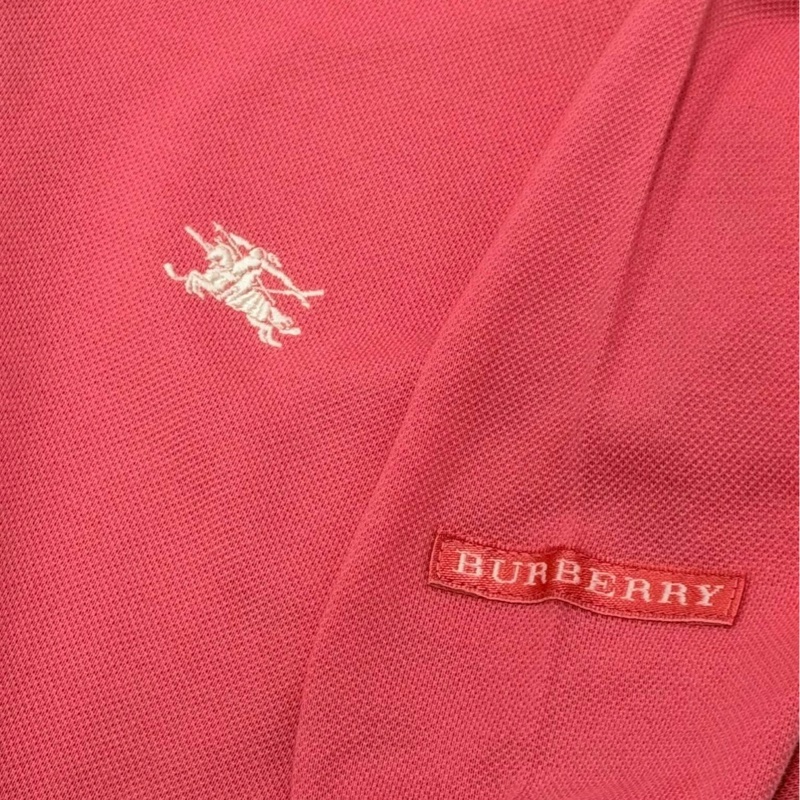 BURBERRY GOLF 粉色經典格紋滾邊POLO戰馬上衣-4