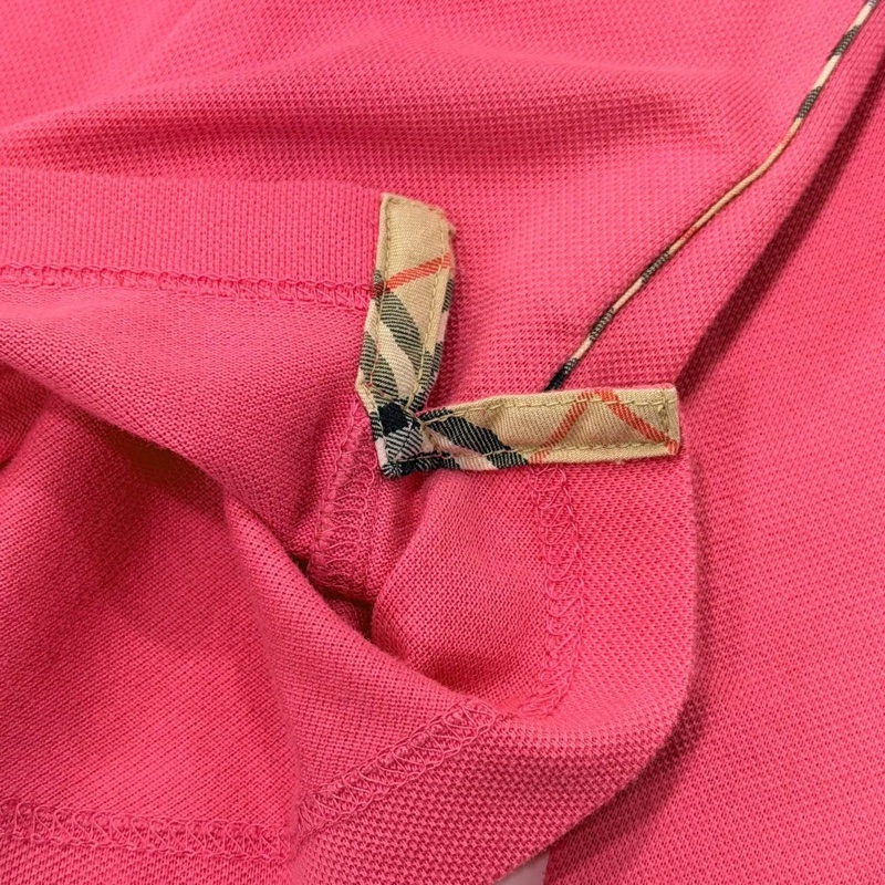 BURBERRY GOLF 粉色經典格紋滾邊POLO戰馬上衣-5