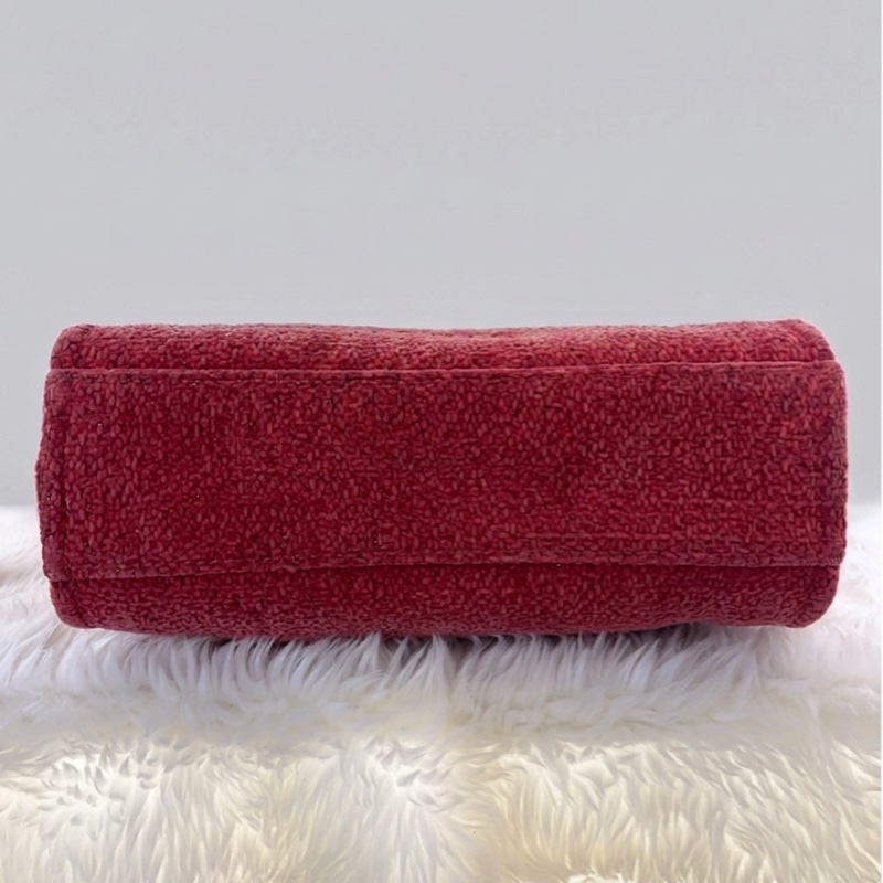 Chanel/香奈兒 灰色/櫻桃紅 銀扣帆布沙灘包小號托特包 尺寸:26*26,28開 超級甜甜價-5