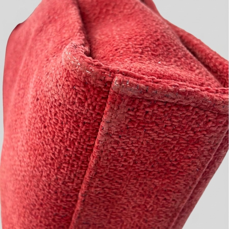 Chanel/香奈兒 灰色/櫻桃紅 銀扣帆布沙灘包小號托特包 尺寸:26*26,28開 超級甜甜價-6