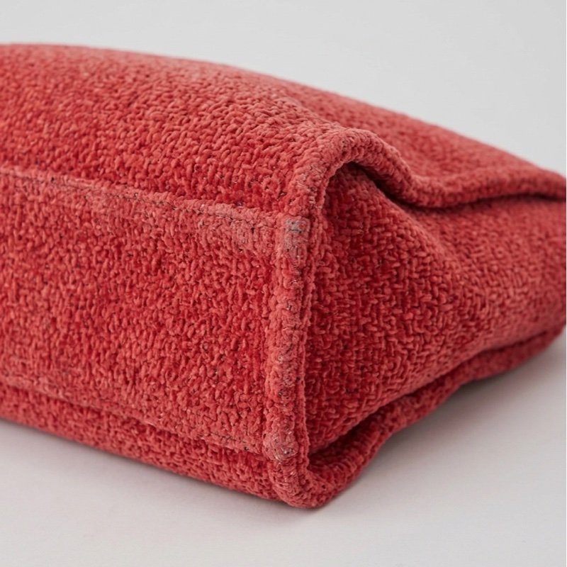 Chanel/香奈兒 灰色/櫻桃紅 銀扣帆布沙灘包小號托特包 尺寸:26*26,28開 超級甜甜價-8