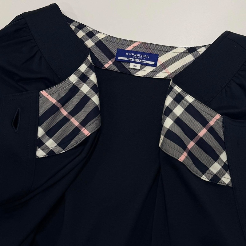 BURBERRY 藍標 排扣束口戰馬長版上衣&外套深藍近黑-8