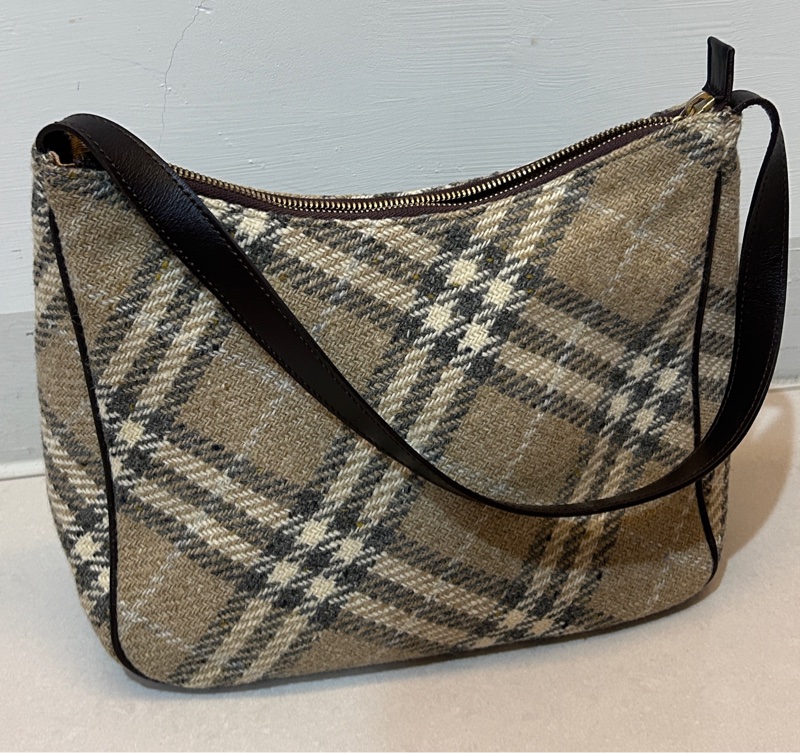 BURBERRY 毛呢hobo包(附塵袋-3