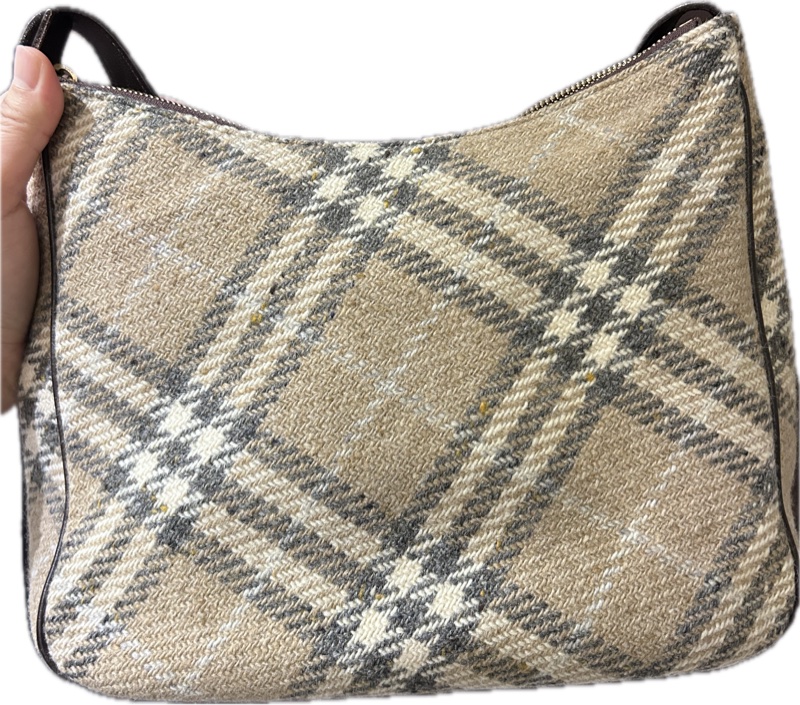 BURBERRY 毛呢hobo包(附塵袋-9