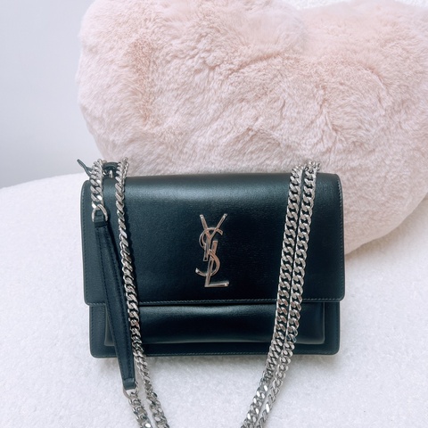 YSL sunset 黑銀鏈條包