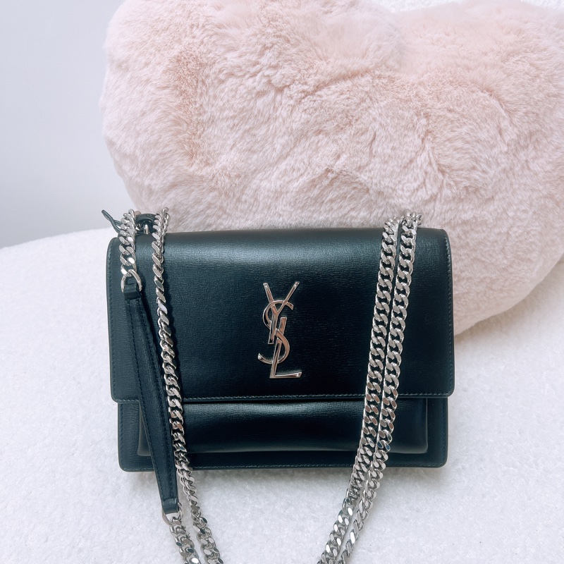YSL sunset 黑銀鏈條包-0