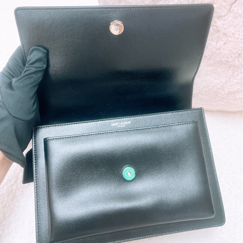 YSL sunset 黑銀鏈條包-10