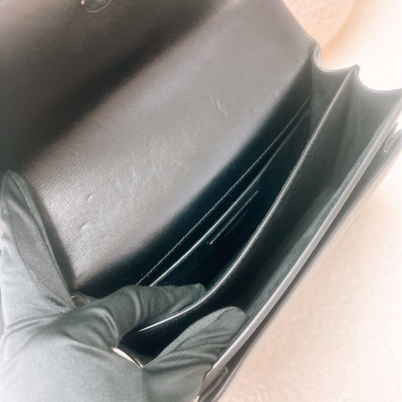 YSL sunset 黑銀鏈條包-11