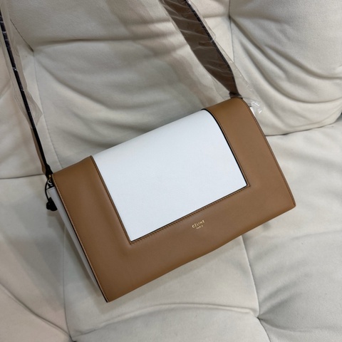 Old Celine 賽琳frame 焦糖拼白色斜挎包單肩包