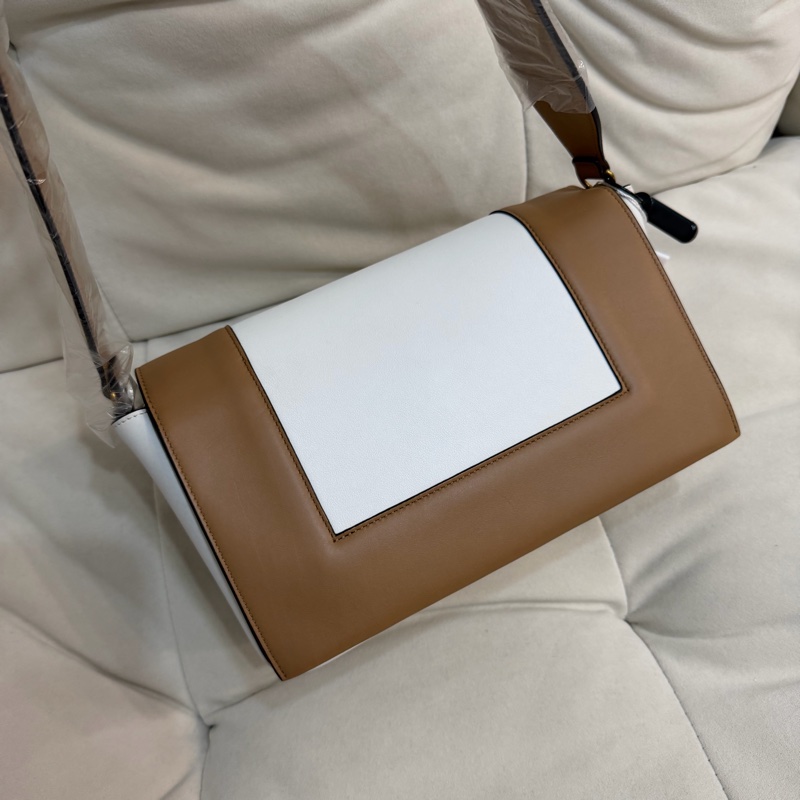 Old Celine 賽琳frame 焦糖拼白色斜挎包單肩包-3