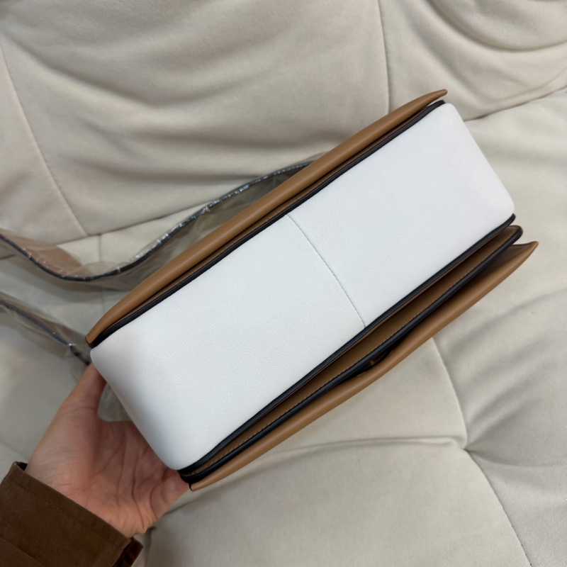 Old Celine 賽琳frame 焦糖拼白色斜挎包單肩包-4