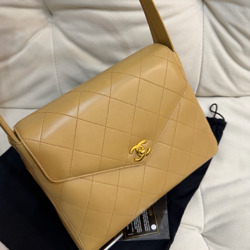 chanel vintage 中古 Kelly 米色 香奈兒 單肩包-2