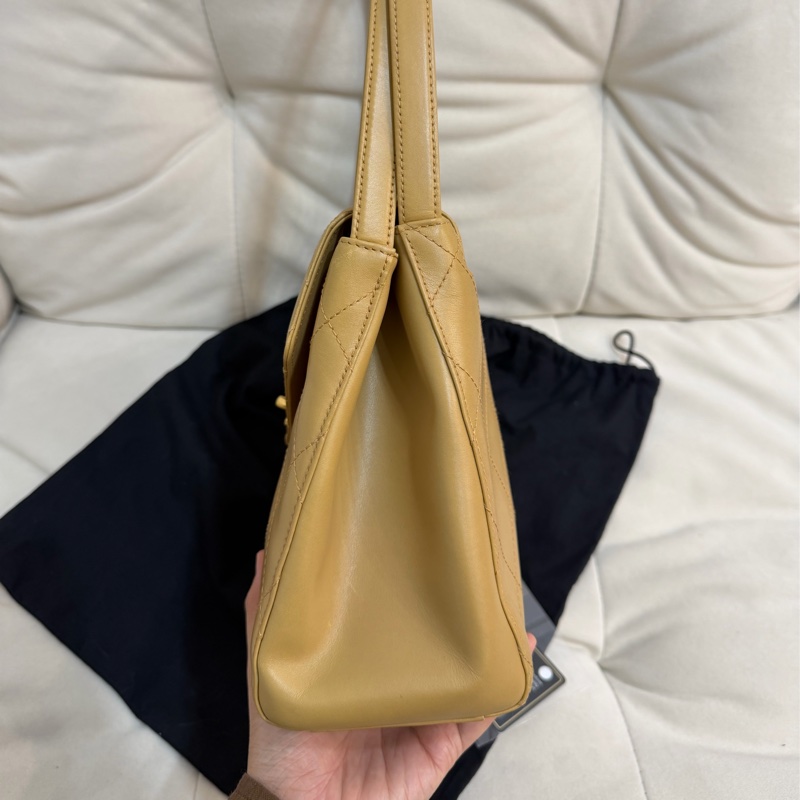 chanel vintage 中古 Kelly 米色 香奈兒 單肩包-6