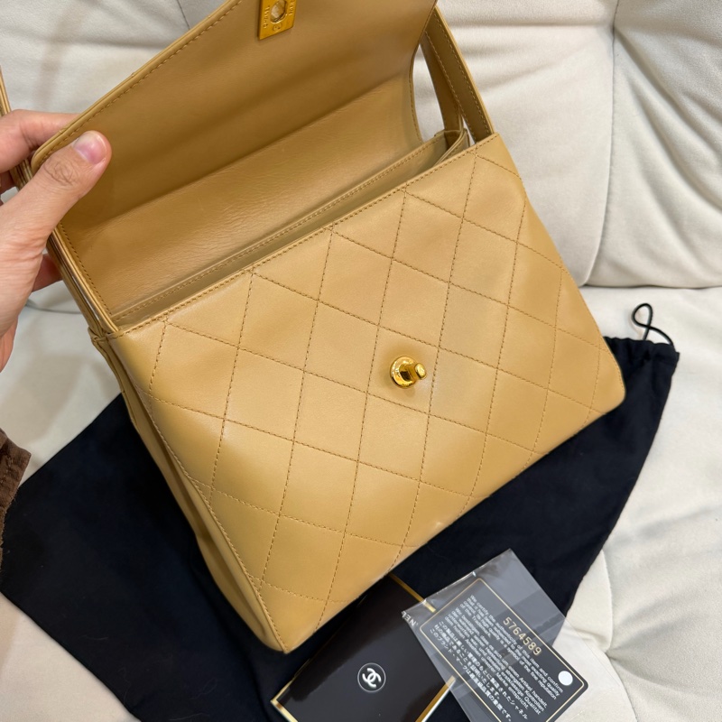 chanel vintage 中古 Kelly 米色 香奈兒 單肩包-7