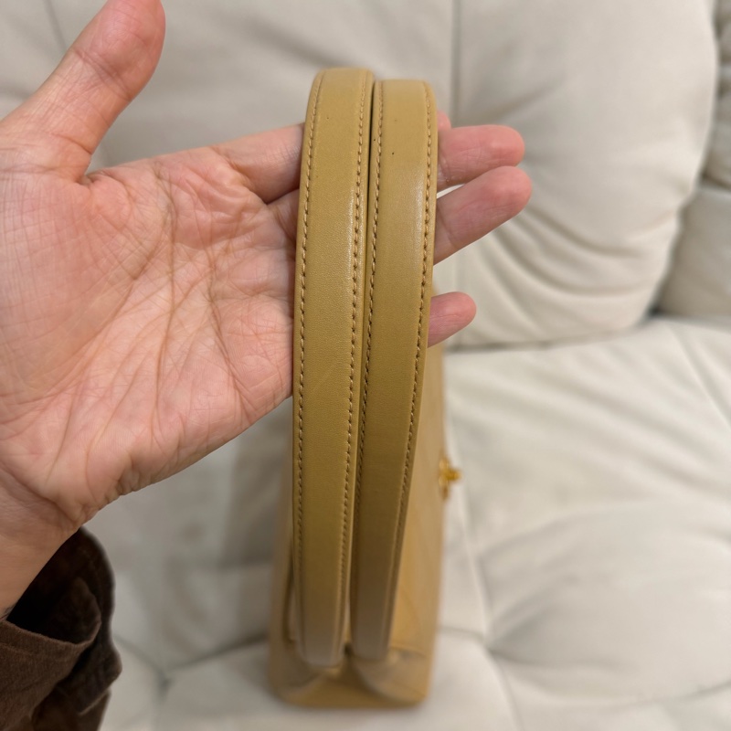 chanel vintage 中古 Kelly 米色 香奈兒 單肩包-10