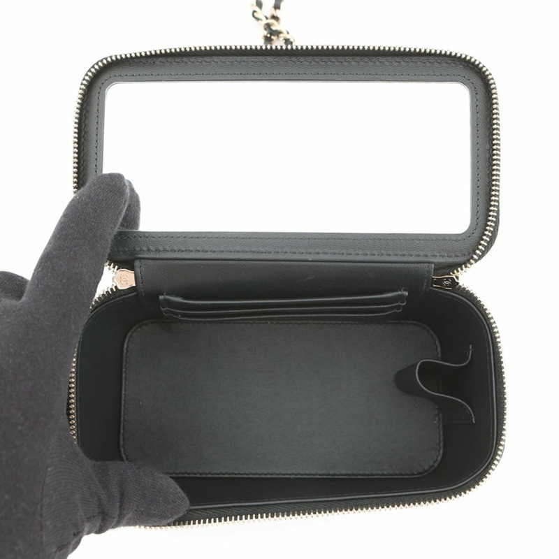 香奈兒鏈肩包 Matelassé Coco Mark 化妝箱 羊皮 AP2199 香奈兒手提包 黑色 女士-4