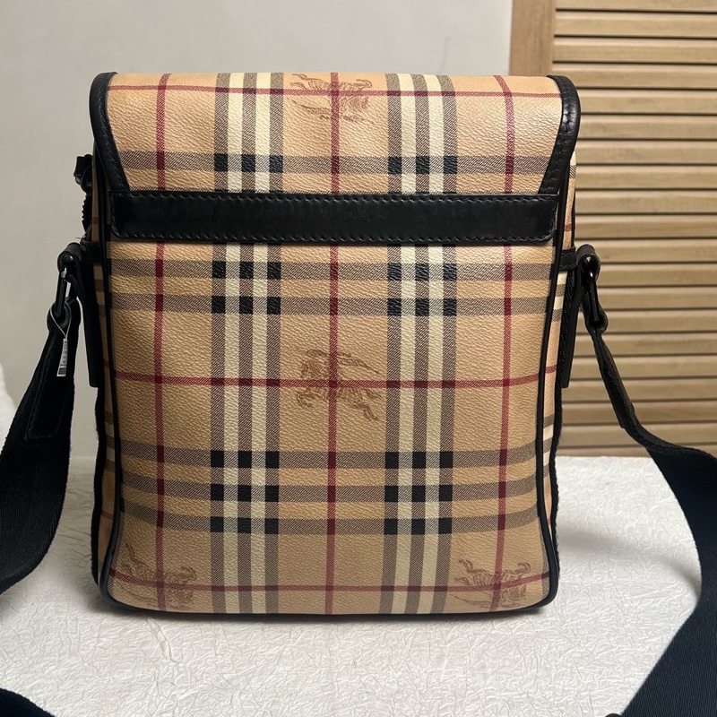 Burberry博柏利 格紋男款郵差包 單肩斜挎包 🈚附件-1