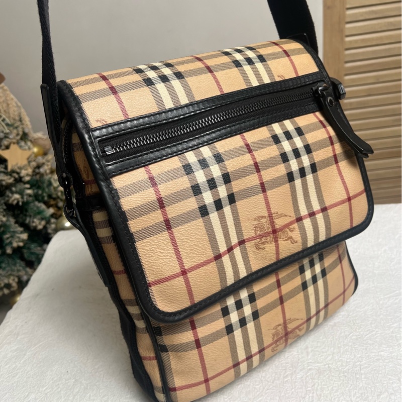 Burberry博柏利 格紋男款郵差包 單肩斜挎包 🈚附件-2