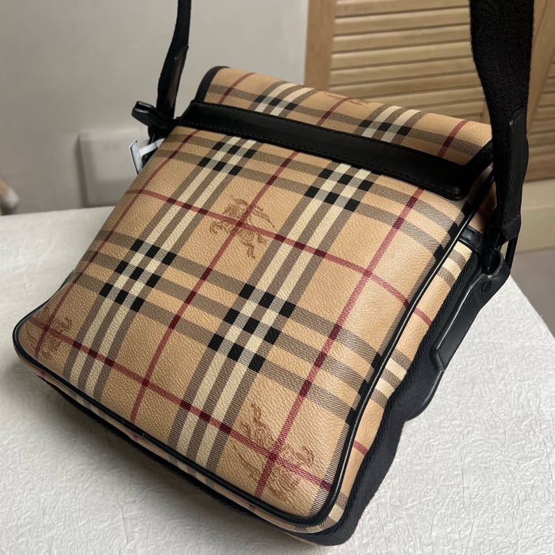 Burberry博柏利 格紋男款郵差包 單肩斜挎包 🈚附件-4