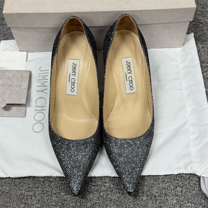 Jimmy Choo 閃粉 高跟鞋 36.5碼 附件:塵袋+盒-1