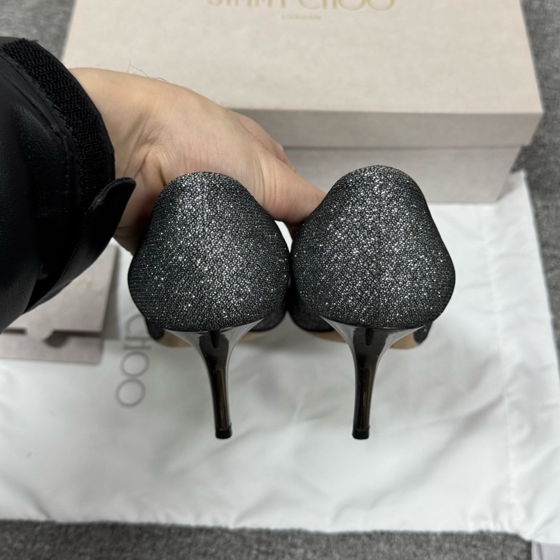 Jimmy Choo 閃粉 高跟鞋 36.5碼 附件:塵袋+盒-2
