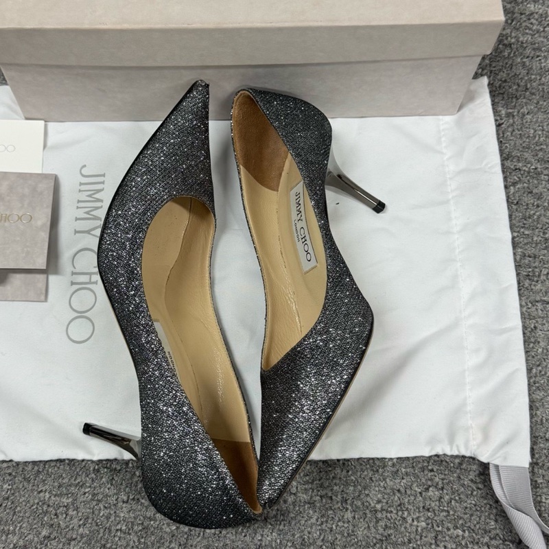 Jimmy Choo 閃粉 高跟鞋 36.5碼 附件:塵袋+盒-3