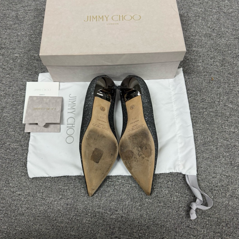 Jimmy Choo 閃粉 高跟鞋 36.5碼 附件:塵袋+盒-5
