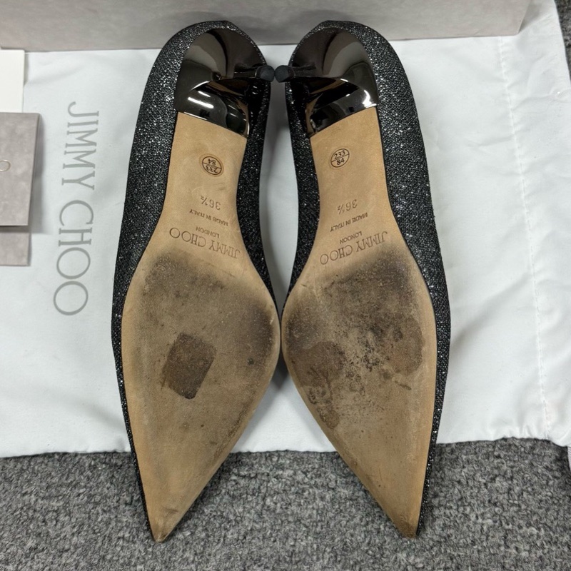 Jimmy Choo 閃粉 高跟鞋 36.5碼 附件:塵袋+盒-6