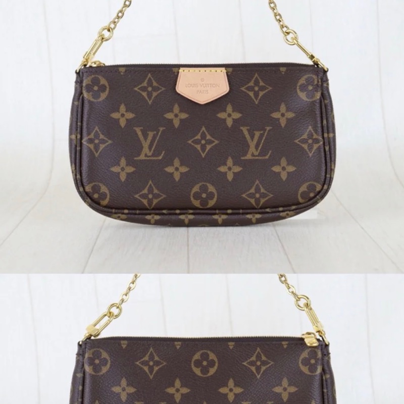 「JL精品代購」98新 LV 老花 五合一 粉背帶-3