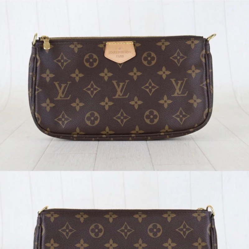 「JL精品代購」98新 LV 老花 五合一 粉背帶-9