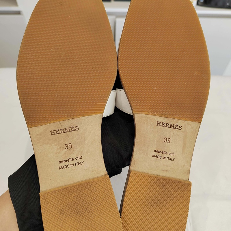 Hermes愛馬仕Oran涼鞋經典H拖 拼色平底涼拖鞋白色印花 （已貼底-6