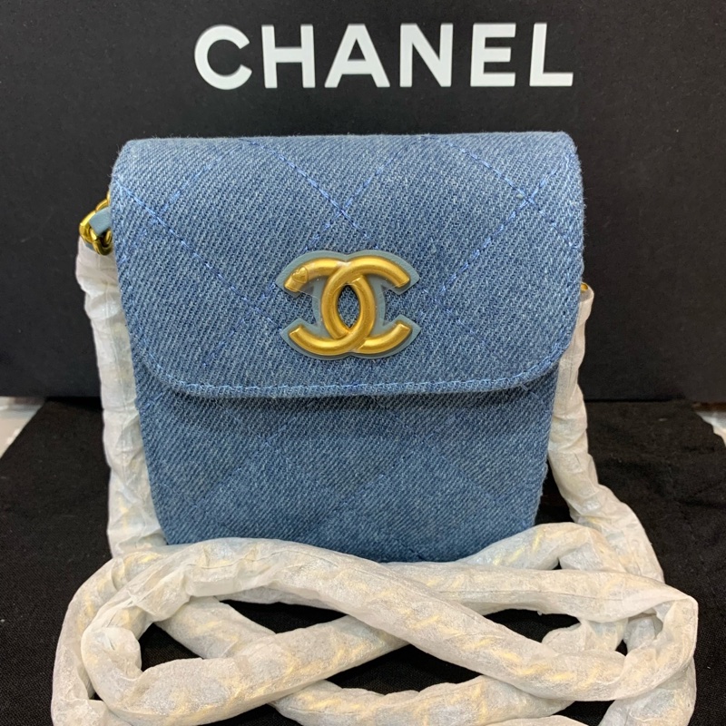 香奈兒/chanel 牛仔相機鏈條包-0