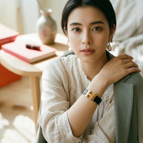 ⏰限時特賣價🌺Hermes Clic H LOGO 琺瑯中版手環 PM  黑金