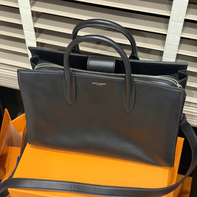 🈶購證❤️ ysl #黑銀 #牛皮 #托特包 #風琴包-2