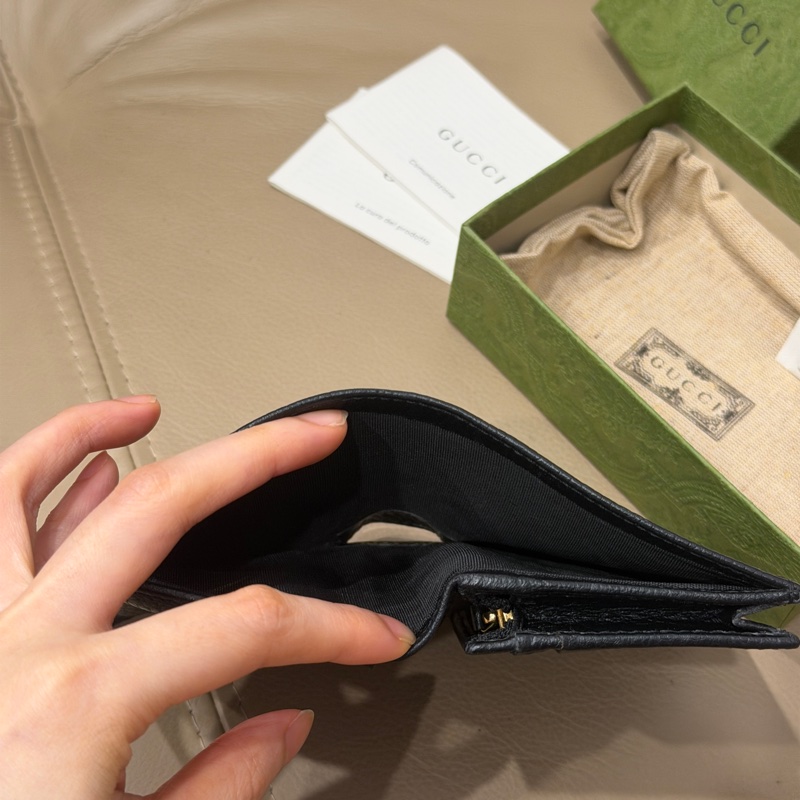 99新全配❤️ gucci #黑金 #荔枝牛皮 #短夾 #錢包-9