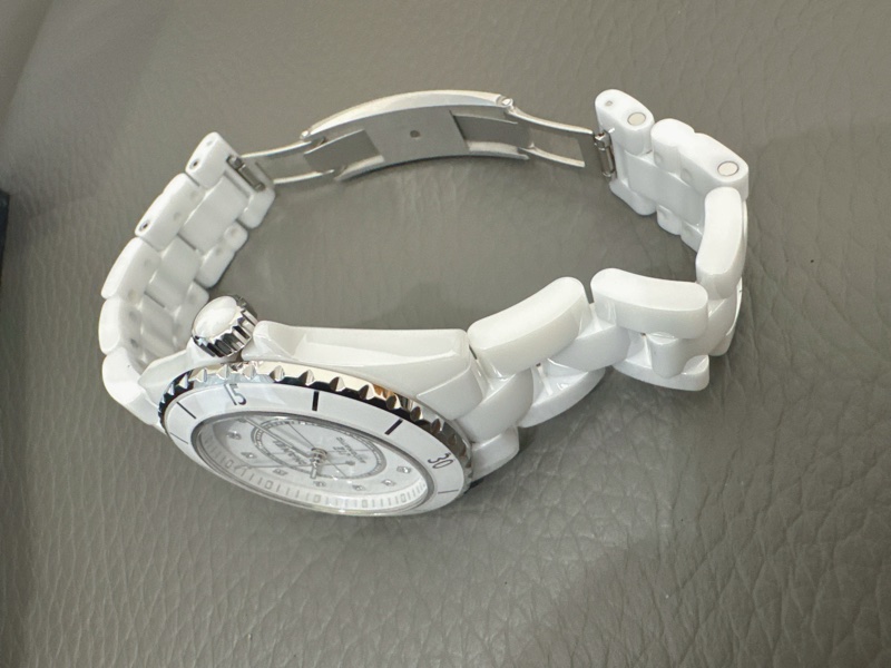 小巴黎二手名牌真品Chanel 38mm 白陶瓷 J12機械 保固中 2022保卡-5
