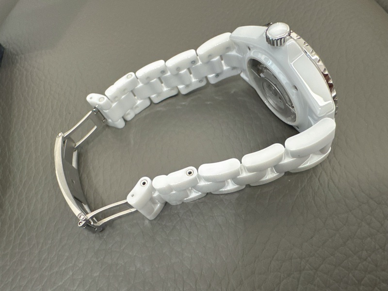 小巴黎二手名牌真品Chanel 38mm 白陶瓷 J12機械 保固中 2022保卡-12