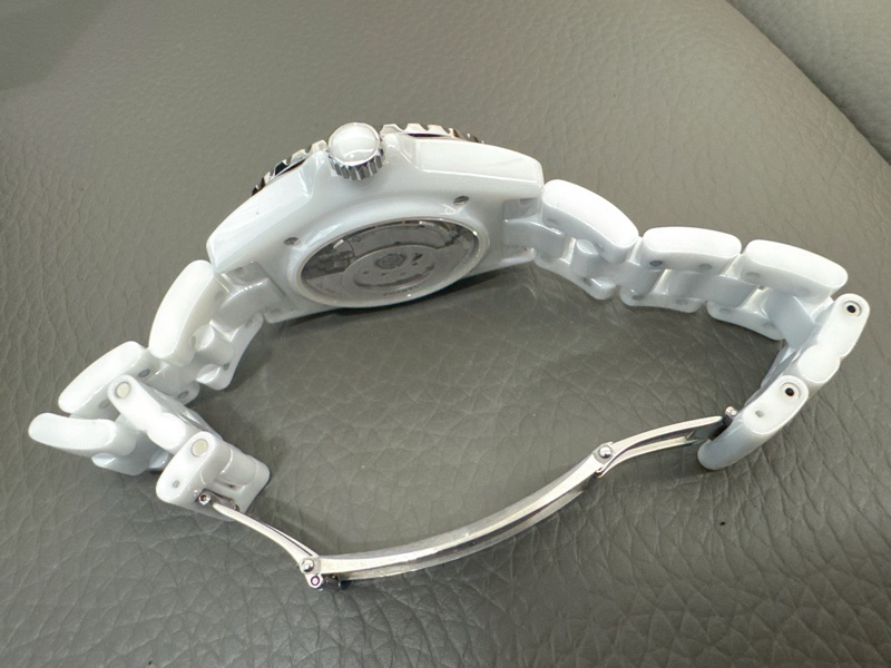 小巴黎二手名牌真品Chanel 38mm 白陶瓷 J12機械 保固中 2022保卡-14
