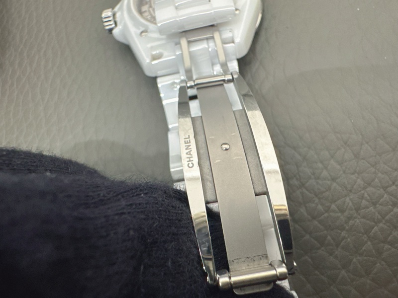小巴黎二手名牌真品Chanel 38mm 白陶瓷 J12機械 保固中 2022保卡-22