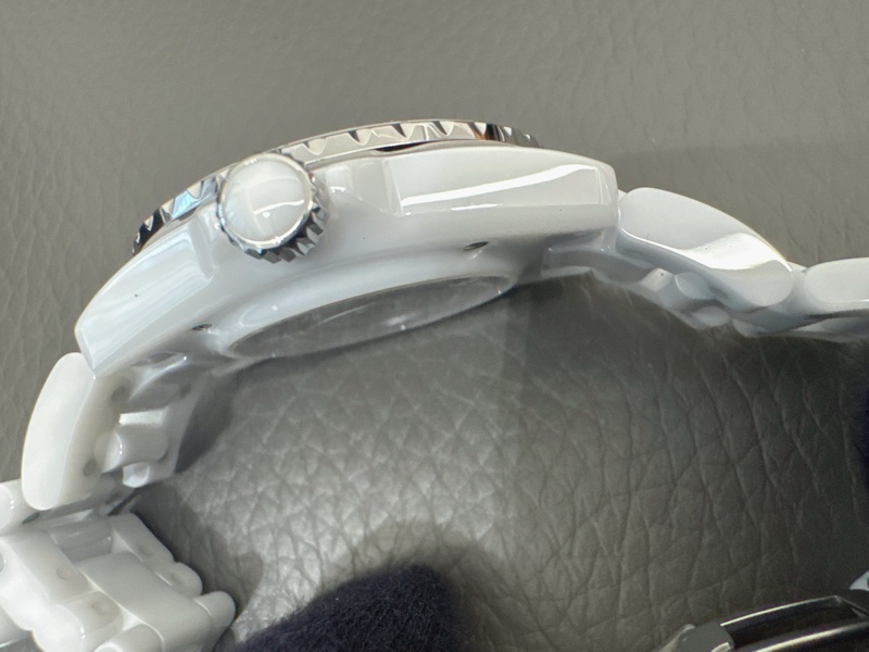 小巴黎二手名牌真品Chanel 38mm 白陶瓷 J12機械 保固中 2022保卡-27
