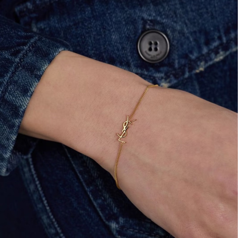 🈶購證❤️ ysl #金色 #手鏈 #字母logo #經典款-0