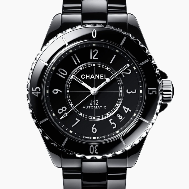 小巴黎二手名牌真品Chanel J12 38m 黑陶瓷 機械 2019有保卡 狀況好-0