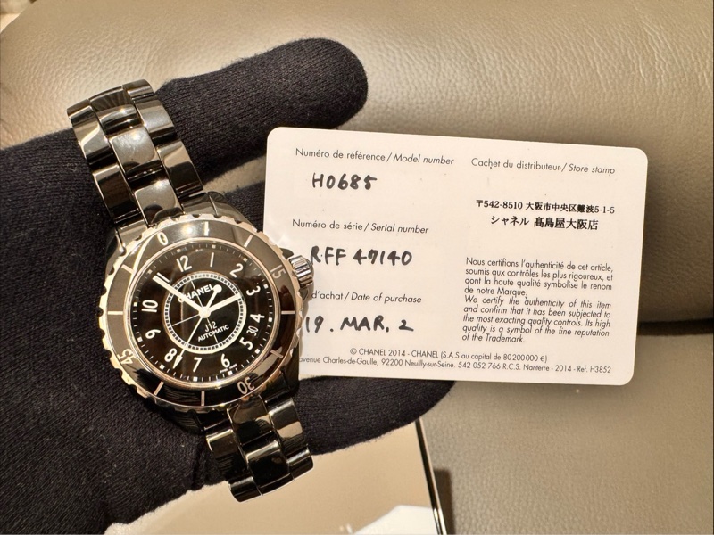 小巴黎二手名牌真品Chanel J12 38m 黑陶瓷 機械 2019有保卡 狀況好-1