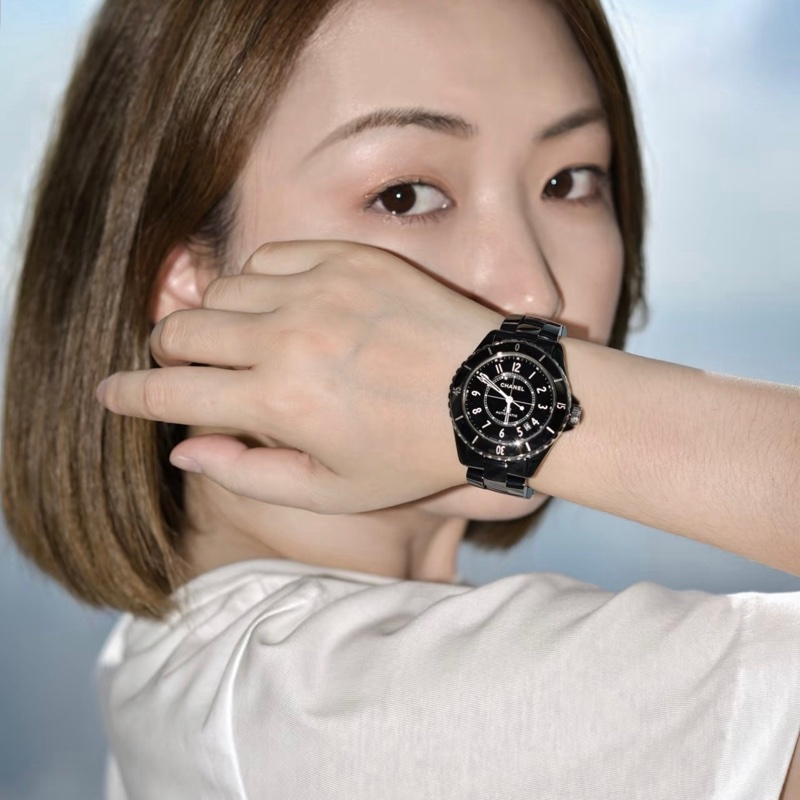 小巴黎二手名牌真品Chanel J12 38m 黑陶瓷 機械 2019有保卡 狀況好-2