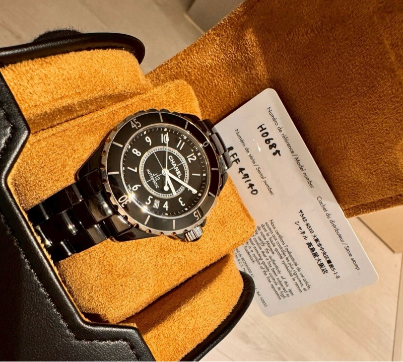 小巴黎二手名牌真品Chanel J12 38m 黑陶瓷 機械 2019有保卡 狀況好-3