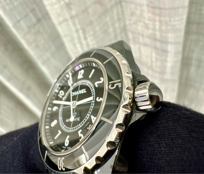 小巴黎二手名牌真品Chanel J12 38m 黑陶瓷 機械 2019有保卡 狀況好-8