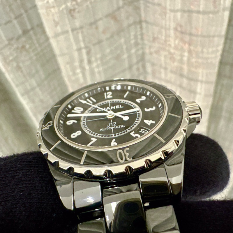 小巴黎二手名牌真品Chanel J12 38m 黑陶瓷 機械 2019有保卡 狀況好-9