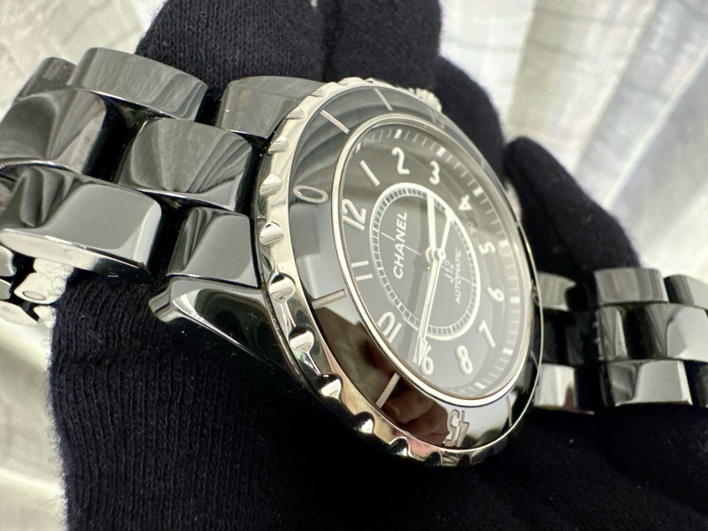 小巴黎二手名牌真品Chanel J12 38m 黑陶瓷 機械 2019有保卡 狀況好-11