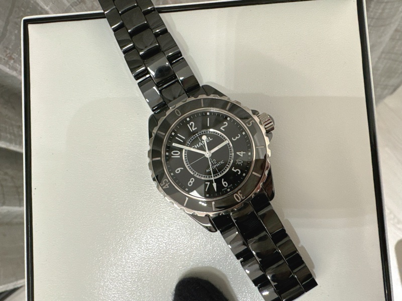 小巴黎二手名牌真品Chanel J12 38m 黑陶瓷 機械 2019有保卡 狀況好-15